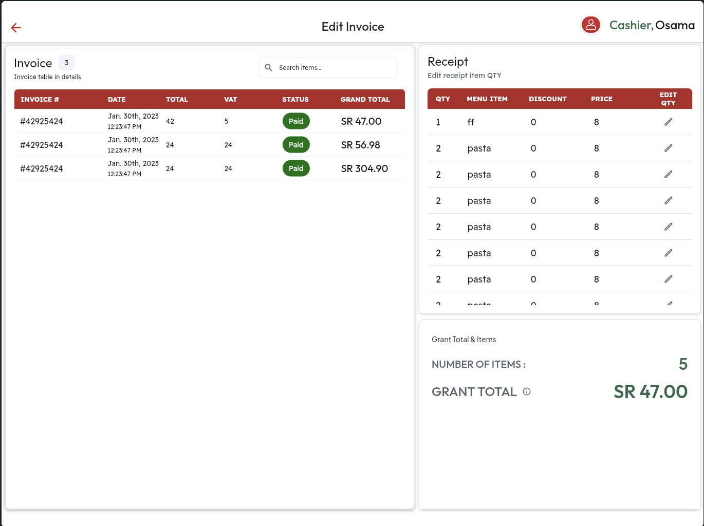 Dashboard mockup